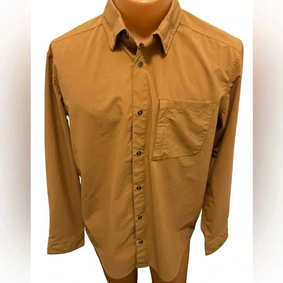 Swiss Tech+ Nylon Shirt Button Down Long Sleeve Color:Copper Penny Outdoor Sz L - Picture 1 of 11